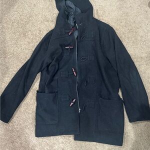 GAP Men's Black Hooded Duffle Coat